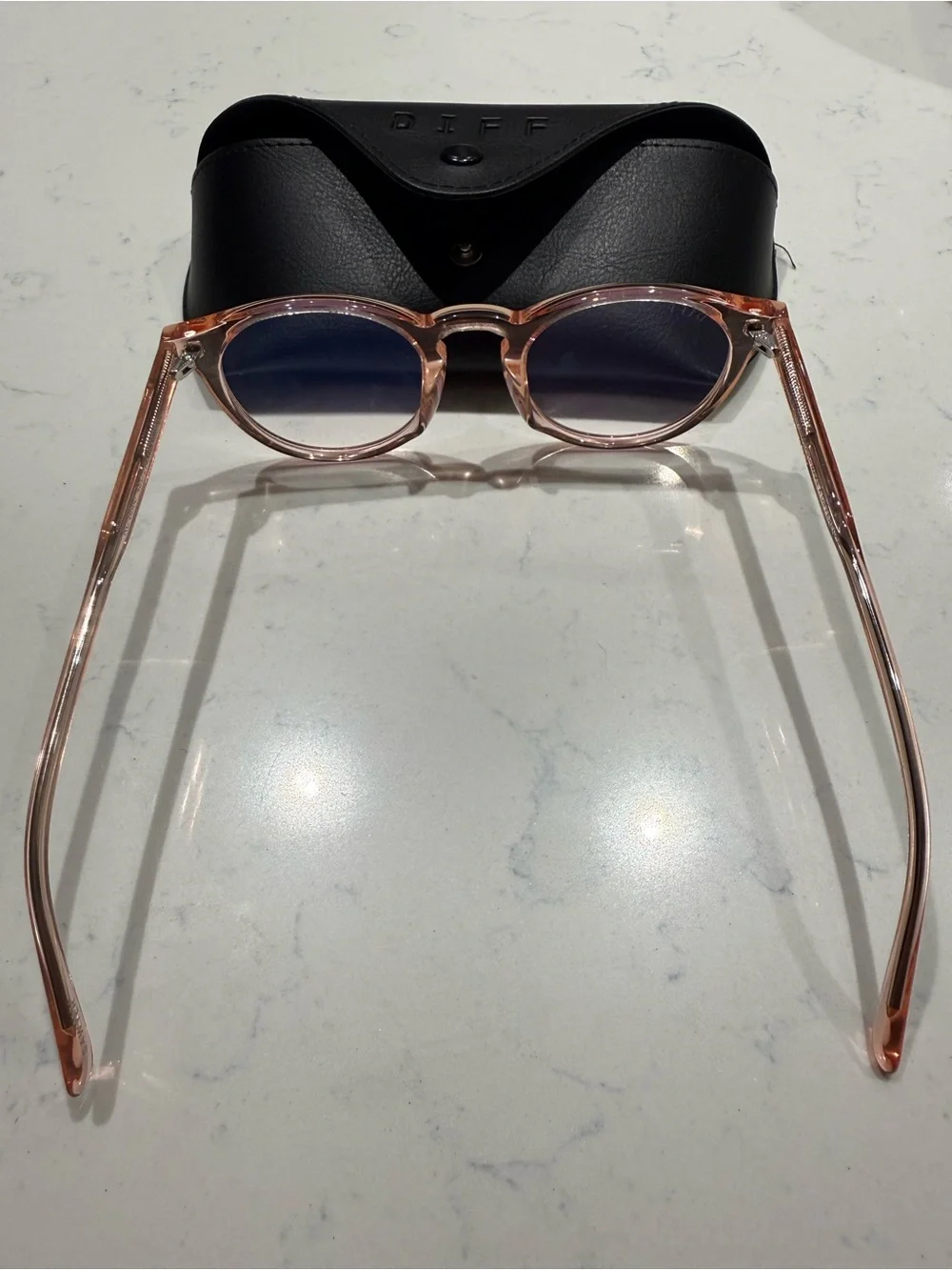 DIFF Sawyer Clear Pink Round Frame Blue-Light‎ Blocking Women's Glasses